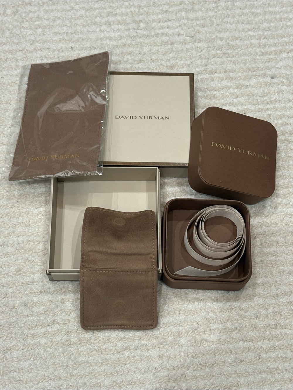 David Yurman box set, ribbon, cleaning cloth